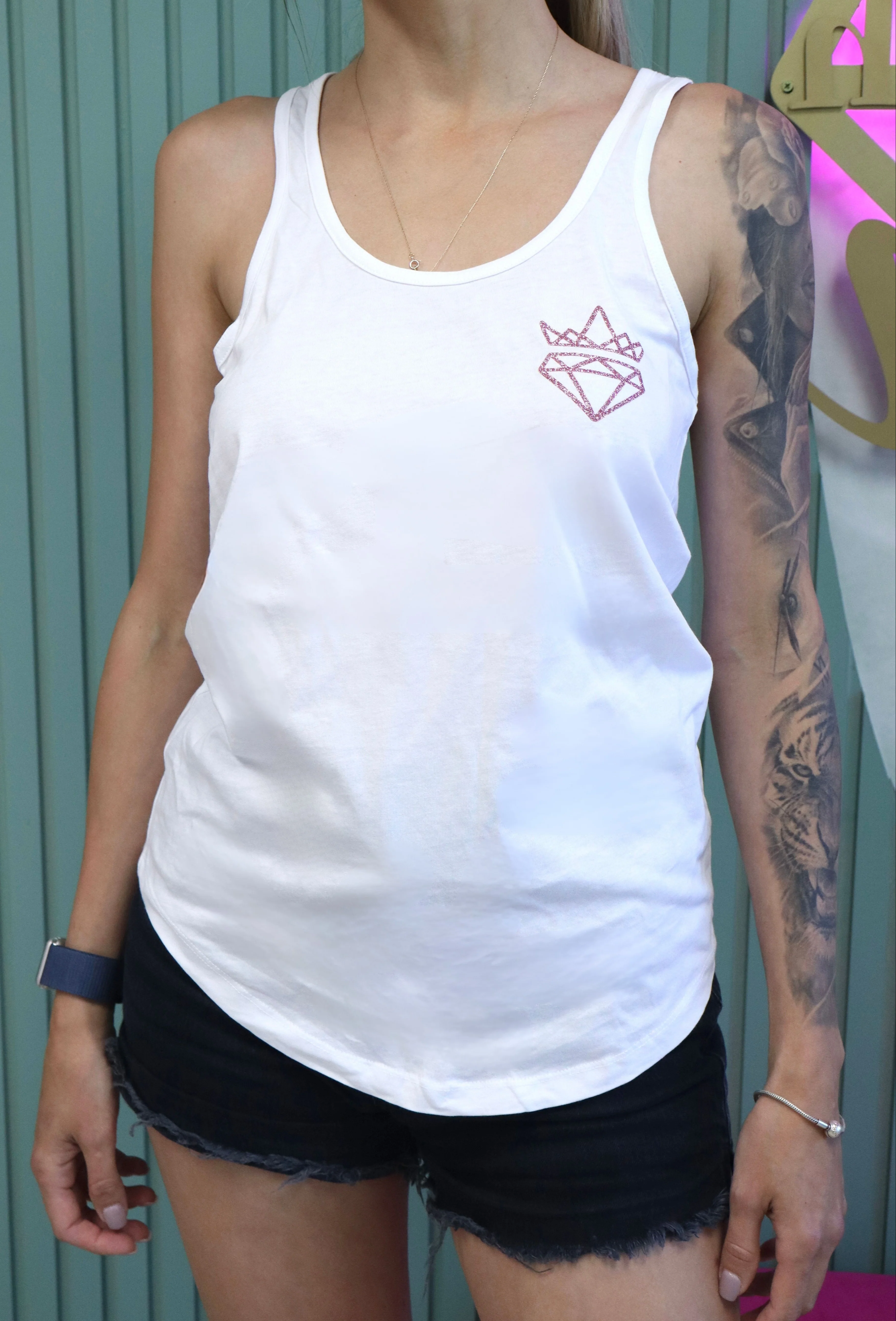 CSC Glitter White Tank Top - Image 3